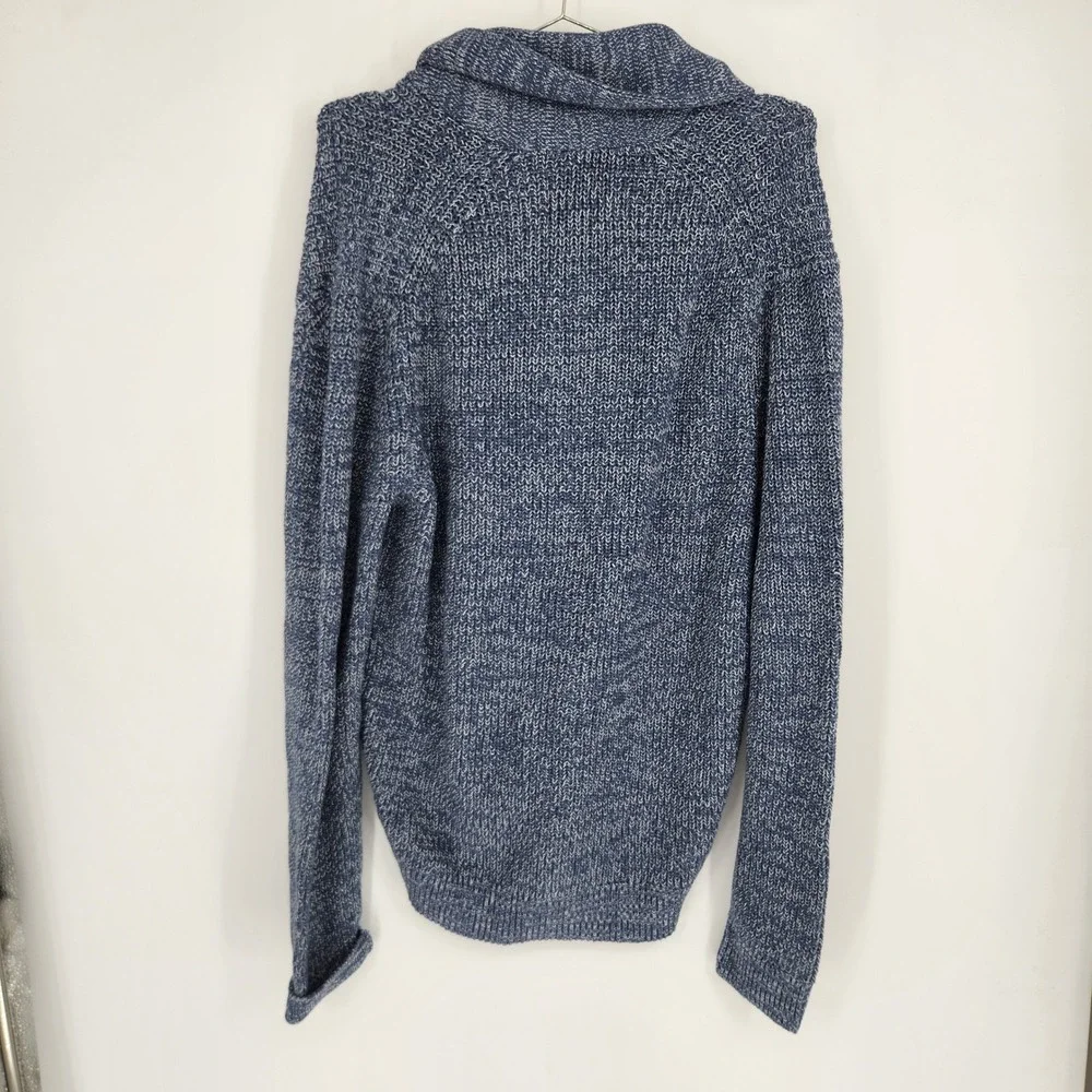 Alesbury Mens Shaker Stitch Cardigan Blue Shawl Collar Cotton Sweater M NEW